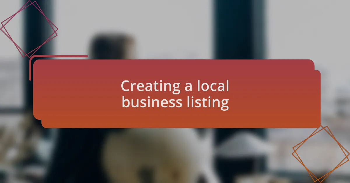 Creating a local business listing