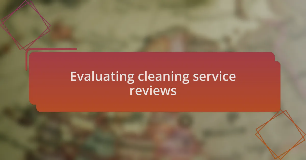 Evaluating cleaning service reviews
