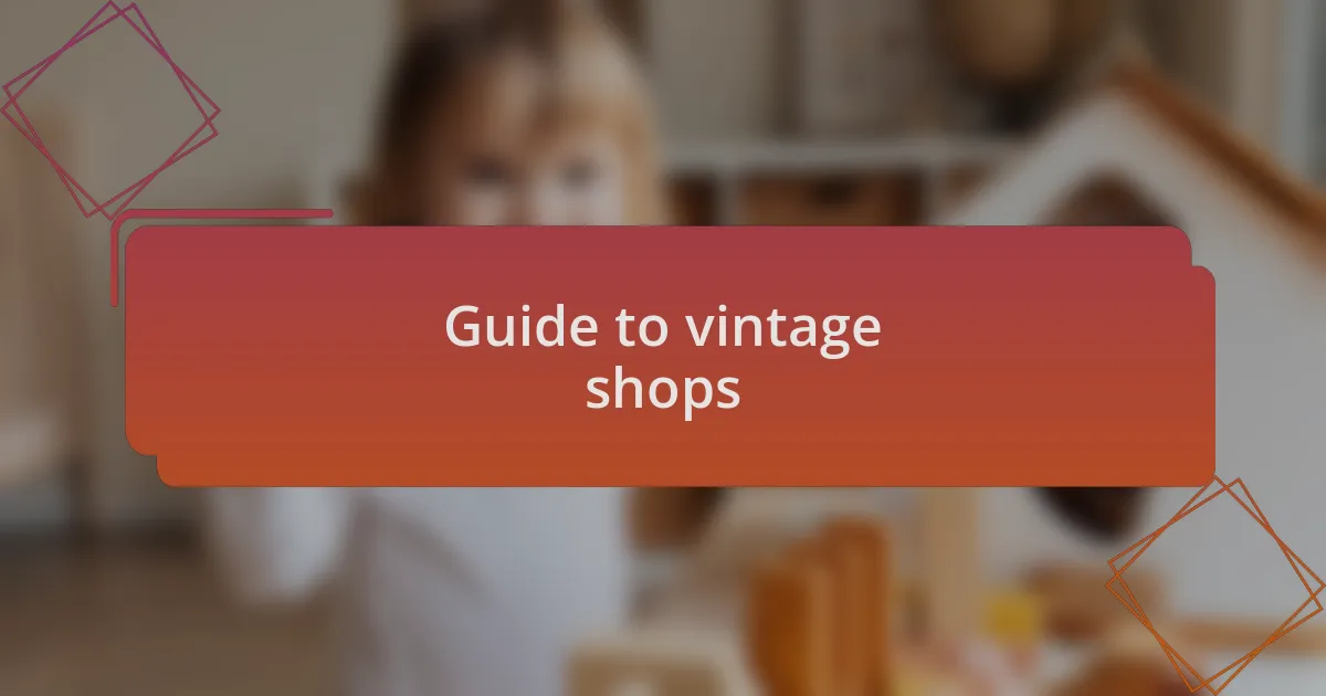 Guide to vintage shops