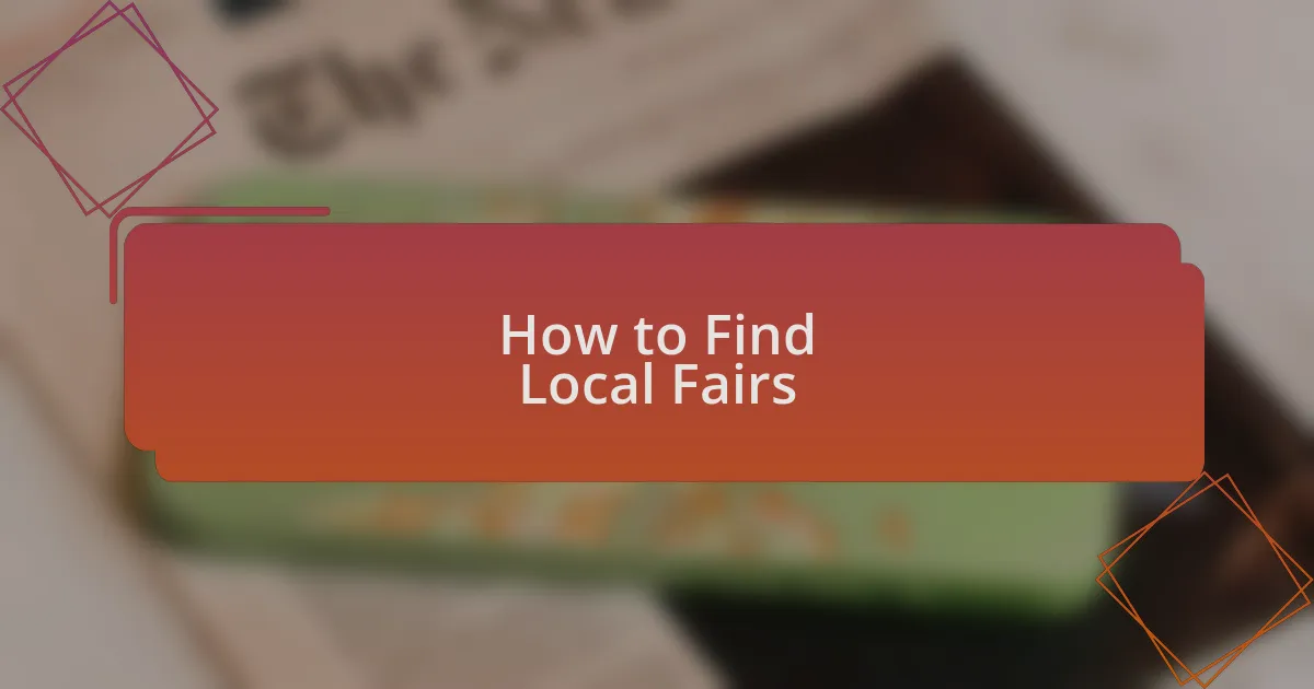 How to Find Local Fairs
