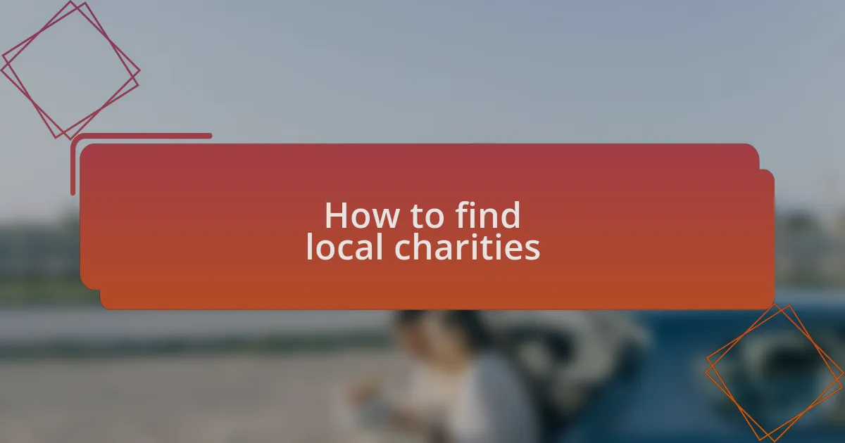 How to find local charities