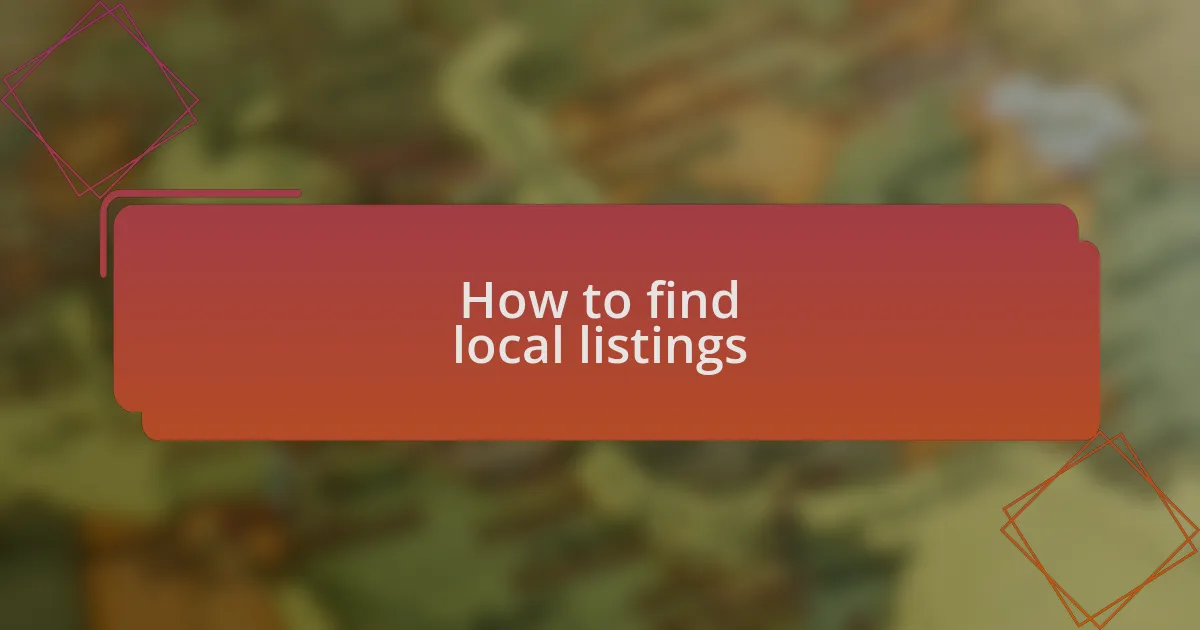 How to find local listings