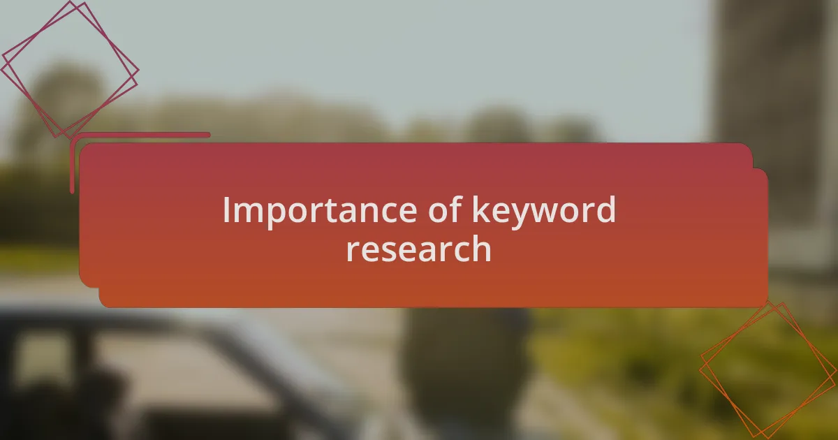 Importance of keyword research