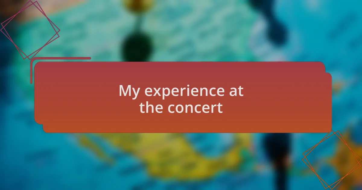 My experience at the concert