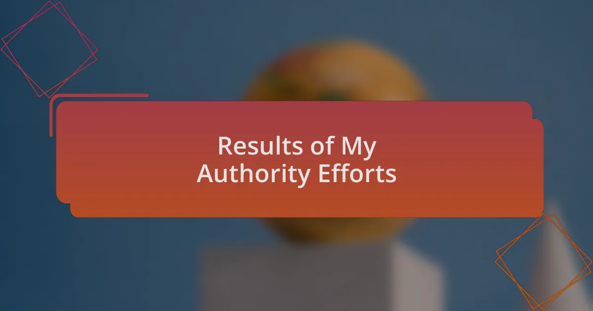 Results of My Authority Efforts
