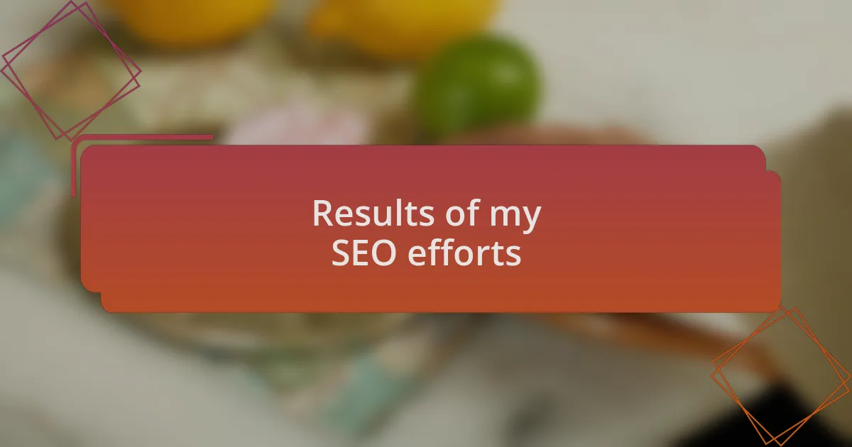Results of my SEO efforts