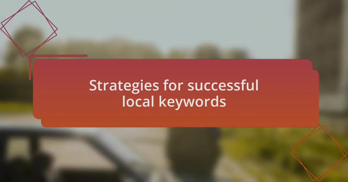 Strategies for successful local keywords