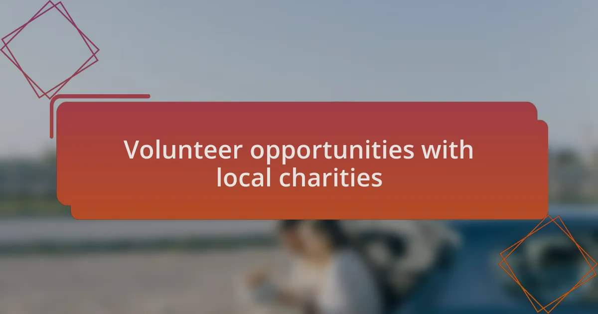 Volunteer opportunities with local charities